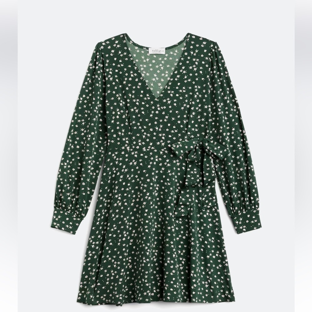 Kaileigh Dark Green Floral Long Sleeve Dress